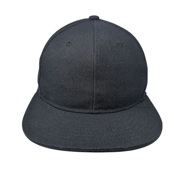 KB ETHOS Fitted Baseball Cap Black Size 7 1/8 Vented Holes 6 Panel Blank - Picture 1 of 9